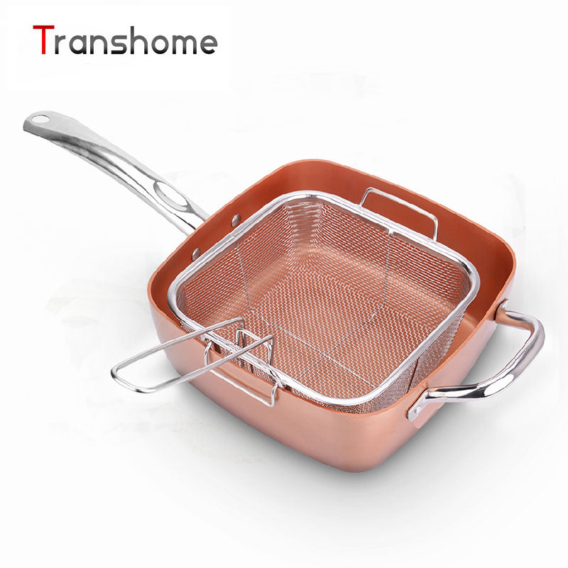 Non-stick Copper Frying Pan with Ceramic Coating and Induction cooker Oven Dishwasher with Glass Cover - The Spiceman
