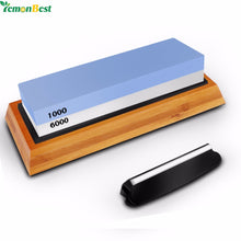 6000# 1000# Double-Sided Kitchen Knife Sharpener Stone Whetstones Tool With Non-Slip Rubber Base Bamboo Holder - The Spiceman